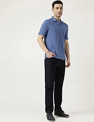 Pure Cotton Polo Neck Checked T-Shirt