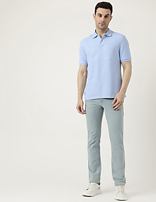 Pure Cotton Polo Neck Solid T-Shirt