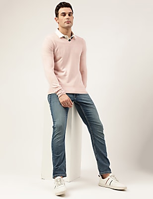 Pure Acrylic Plain V-Neck Jumper