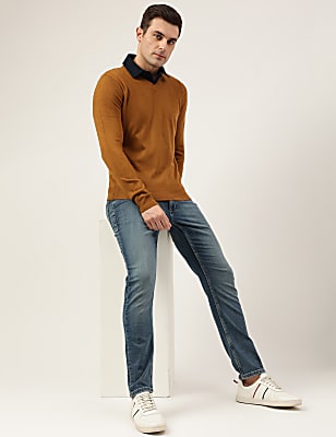Pure Acrylic Plain V-Neck Jumper