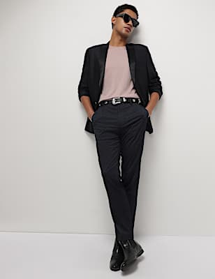 Mid Waist Pinstripe Slim Fit Trousers