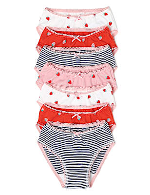 7 Pack Cotton Strawberry Knickers