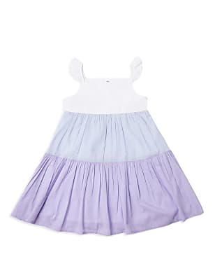 Pure Cotton Colorblock Square Neck Dress