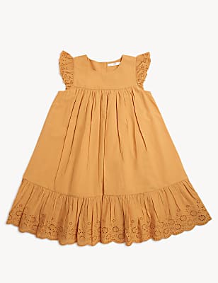 Pure Cotton Plain Round Neck Dress