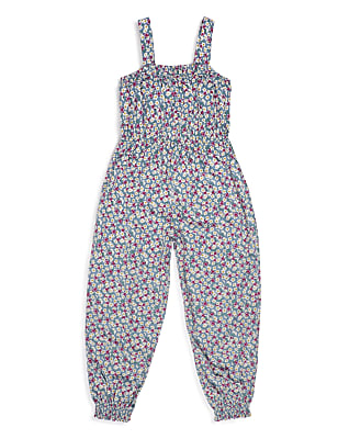 Pure Viscose Floral Square Neck Jumpsuit