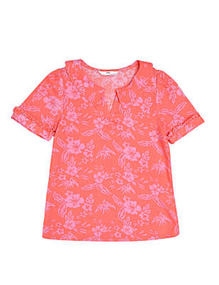 Pure Viscose Floral Collared Neck Top