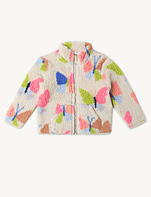 Printed Fleece Stand Collar Jacket