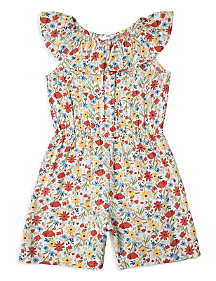 Pure Viscose Floral Round Neck Jumpsuit