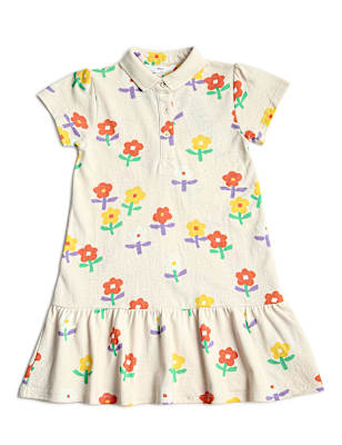 Pure Cotton Printed Polo Collar Dress
