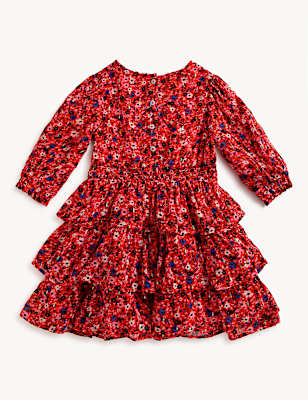 Viscose Mix Floral Print Knee Length Dress