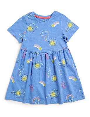 Pure Cotton Printed Crew Neck Dress