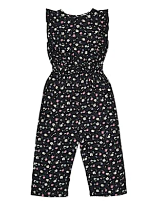Pure Viscose Floral Round Neck Jumpsuit