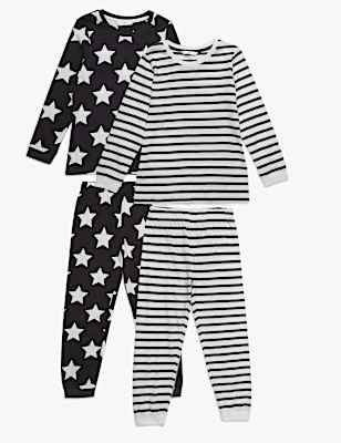 Pure Cotton Stripes Round Neck Pyjama Set