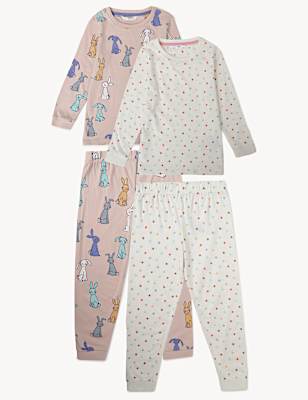 Pack of 2 Pure Cotton Printed Pajamas Set
