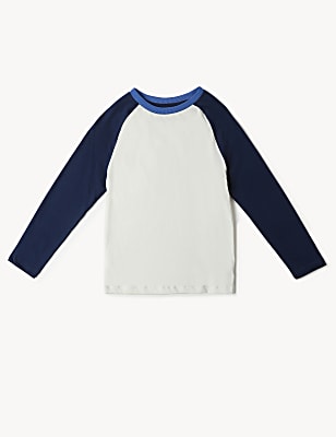 Pure Cotton Colorblocked Round Neck Top