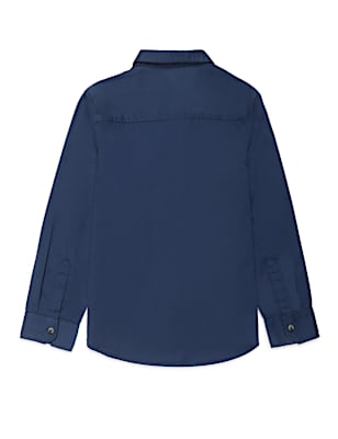 Cotton Mix Plain Spread Collar Shirt