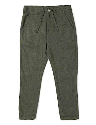 Linen Mix Plain Regular Fit Trouser