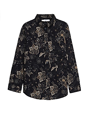 Cotton Mix Floral Print Spread Collar Shirt