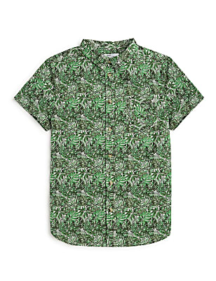 Pure Cotton Tropical Spread Collar Shirt