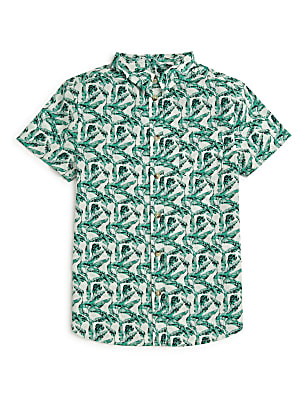 Pure Cotton Tropical Spread Collar Shirt
