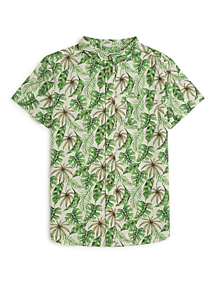 Pure Cotton Tropical Spread Collar Shirt