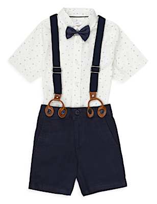 Pure Cotton Printed Button Down Collar Boys Outfit
