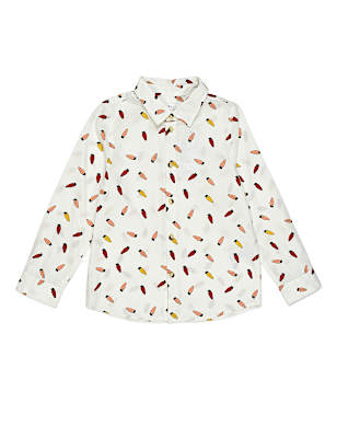 Pure Cotton Printed Spread Collar Shirt