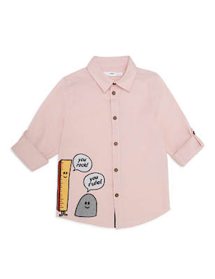 Pure Cotton Embroidered Spread Collar Shirt