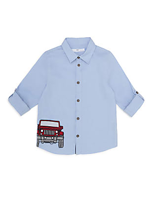 Pure Cotton Embroidered Spread Collar Shirt