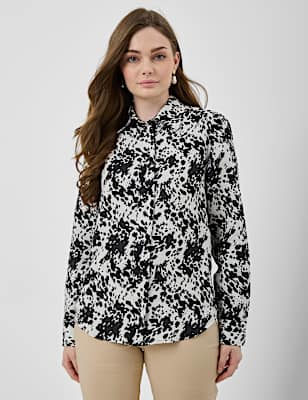 Pure Linen Plain Spread Collar Shirt