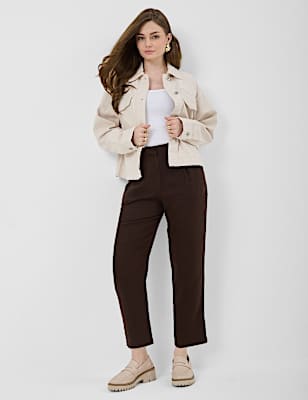 Linen Rich Pleat Front Cropped Trousers