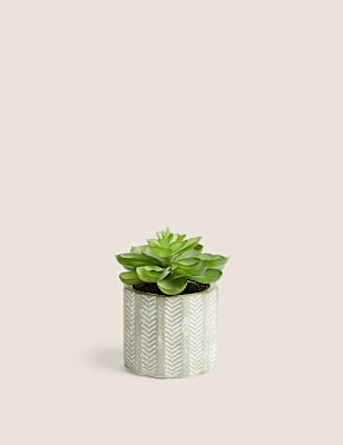 Artificial Mini Echeveria in Concrete Pot