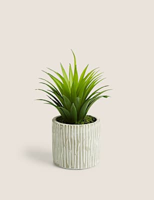 Artificial Mini Aloe in Concrete Pot