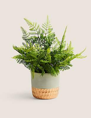 Artificial Fern in Metallic Base Pot