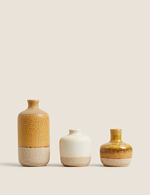 Set of 3 Reactive Glazed Bud Vases