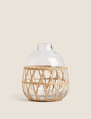 Rattan Glass Vase