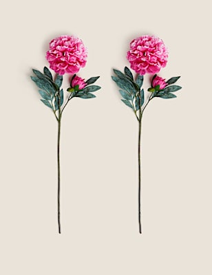 Set of 2 Artificial Peony Single Stems