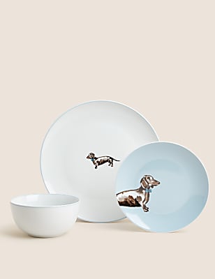 12 Piece Dachshund Dinner Set