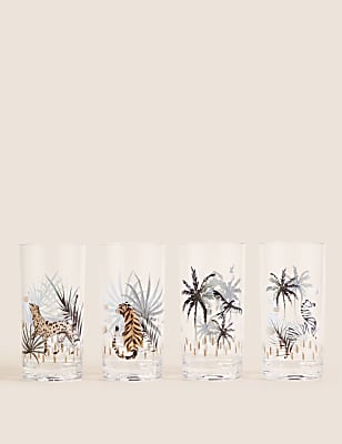 Set Of 4 Abstract Watercolour Picnic Highballs