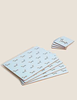 Set of 8 Dachshund Placemats & Coaster