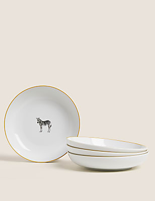 Set of 4 Zebra Pasta Bowls