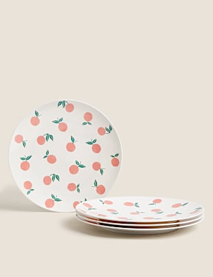 Set of 4 Oranges Picnic Dinner Plates