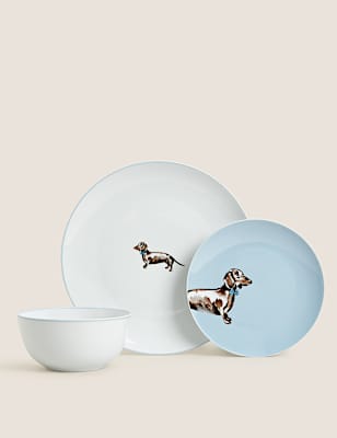 12 Piece Dachshund Dinner Set