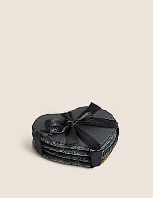 Set of 4 Heart Slate Coasters