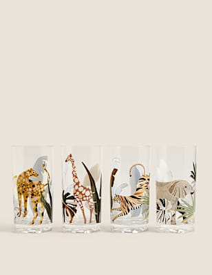 Set of 4 Jungle Picnic Highballs