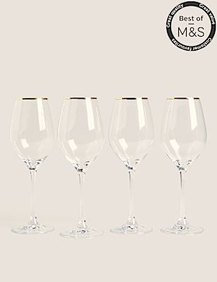 Set of 4 Maxim Gold Rim White Wine Glasses