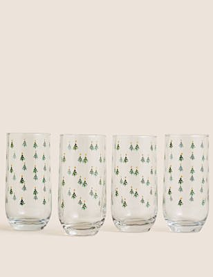 Set of 4 Christmas Tree Highball Glasses