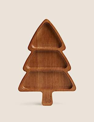 Wooden Christmas Tree Platter