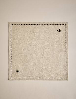 Set of 4 Embroidered Bee Cotton Napkins