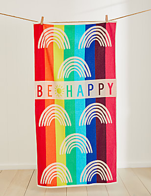 Pure Cotton Be Happy Beach Towel